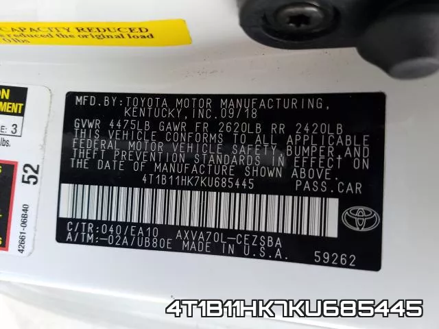 4T1B11HK7KU685445 фото 2
