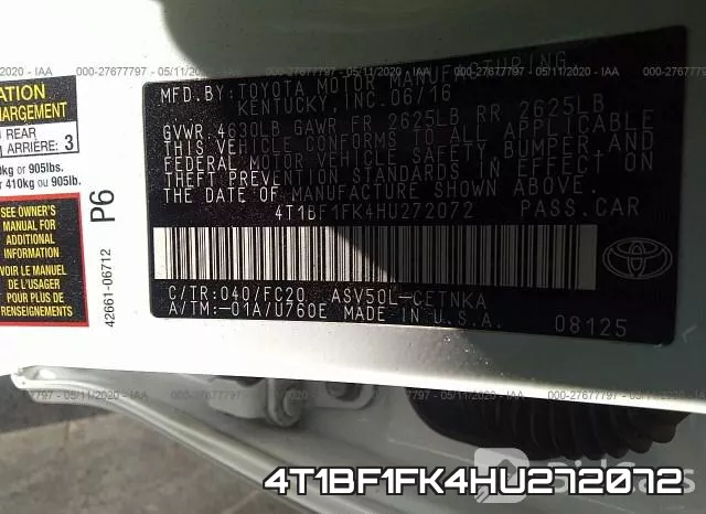 4T1BF1FK4HU272072 фото 9
