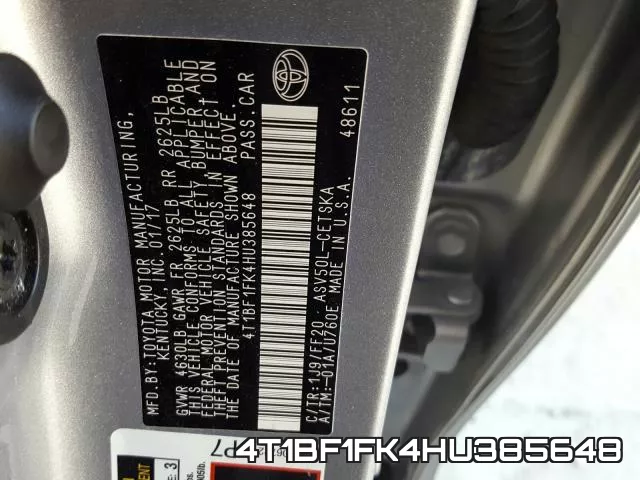 4T1BF1FK4HU385648 фото 2