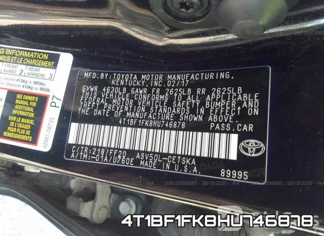 4T1BF1FK8HU746878 фото 10