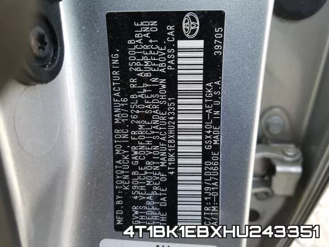 4T1BK1EBXHU243351 фото 2