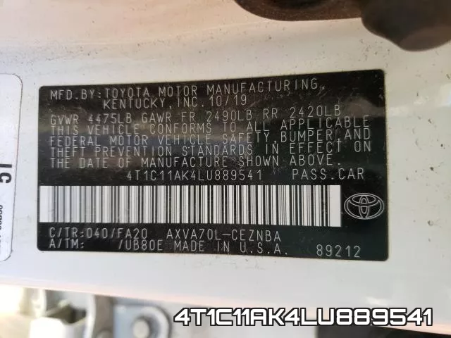 4T1C11AK4LU889541 фото 2