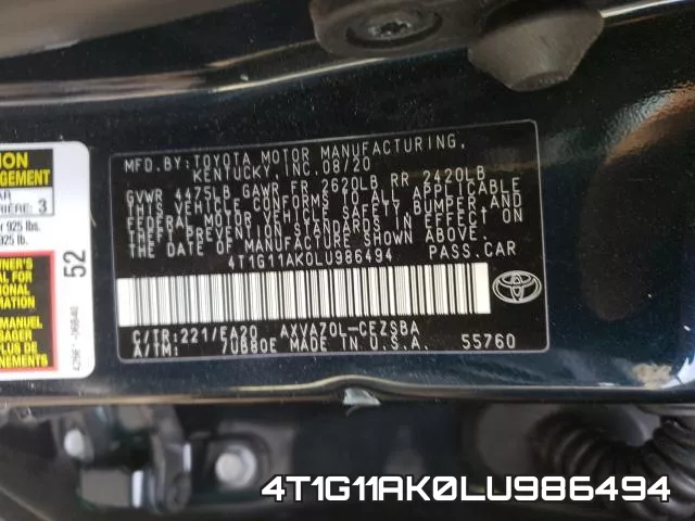 4T1G11AK0LU986494 фото 2