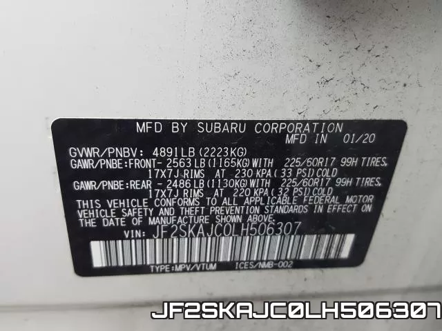JF2SKAJC0LH506307 фото 2