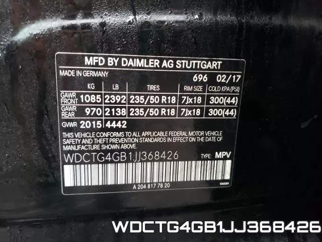 WDCTG4GB1JJ368426 фото 2