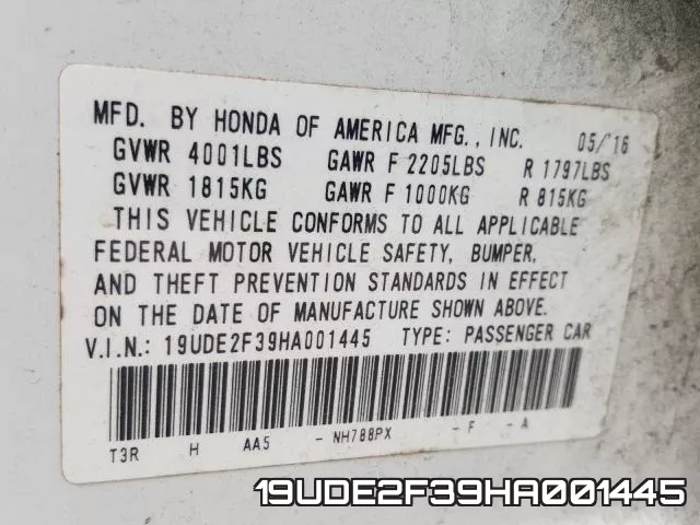 19UDE2F39HA001445 фото 2