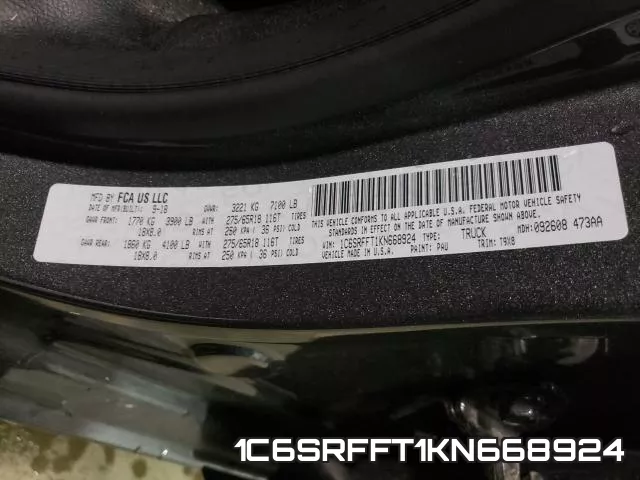 1C6SRFFT1KN668924 фото 2