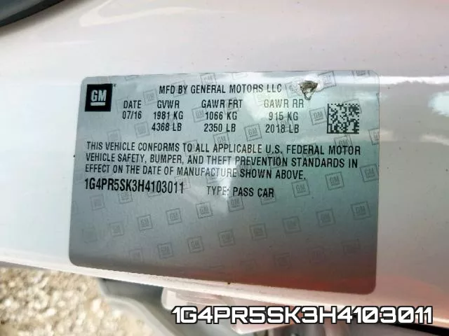 1G4PR5SK3H4103011 фото 2