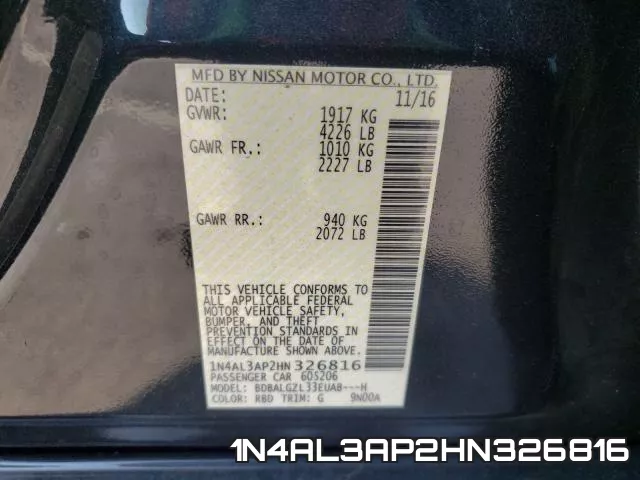 1N4AL3AP2HN326816 фото 2