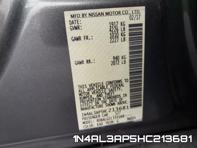 1N4AL3AP5HC213681 фото 2