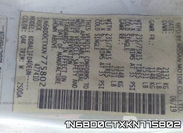1N6BD0CTXKN775802 фото 10