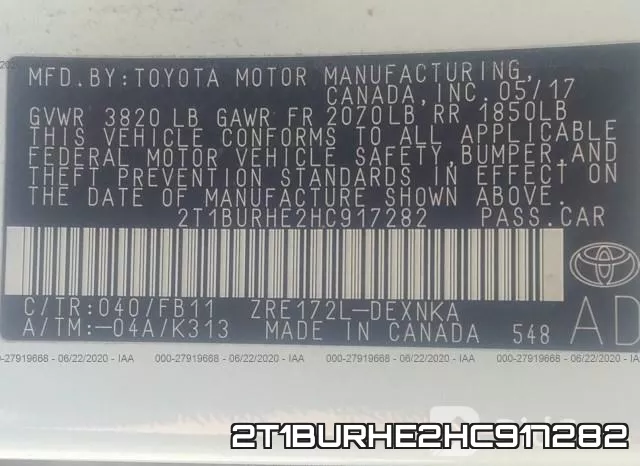 2T1BURHE2HC917282 фото 10