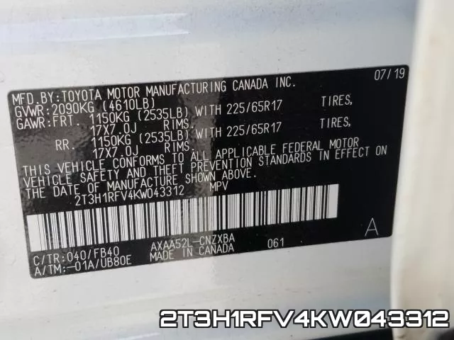 2T3H1RFV4KW043312 фото 2
