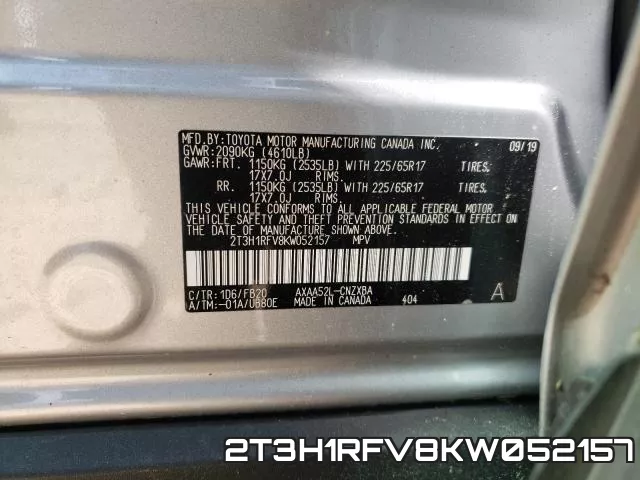 2T3H1RFV8KW052157 фото 2