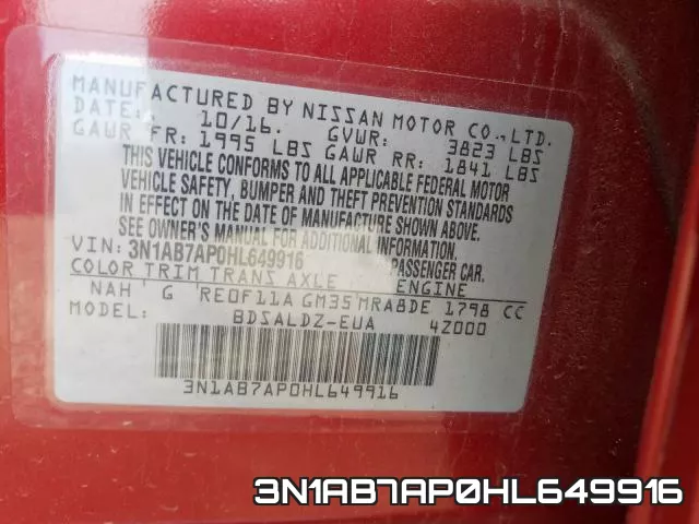 3N1AB7AP0HL649916 фото 2