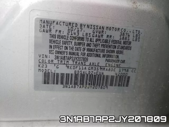 3N1AB7AP2JY207809 фото 2