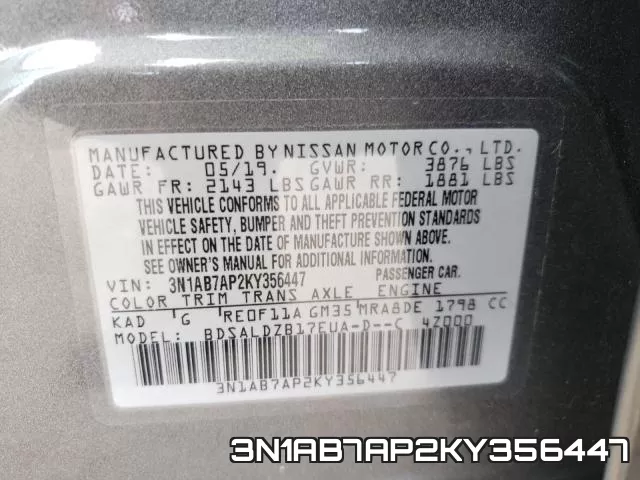 3N1AB7AP2KY356447 фото 2