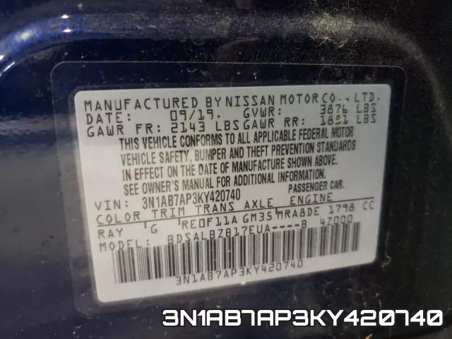 3N1AB7AP3KY420740 фото 2