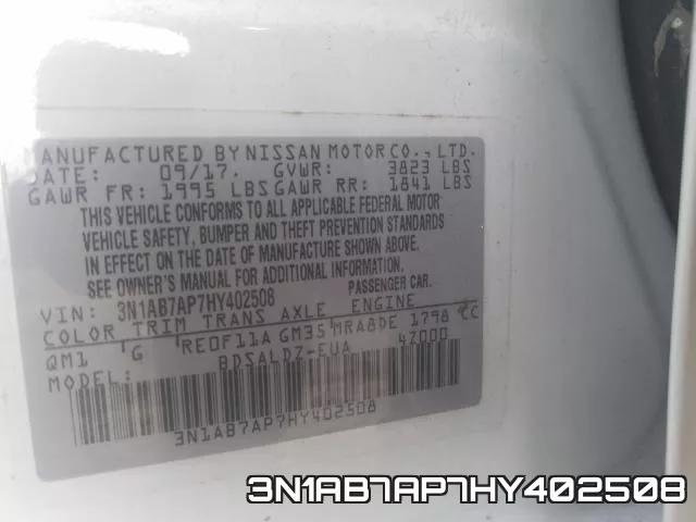 3N1AB7AP7HY402508 фото 2