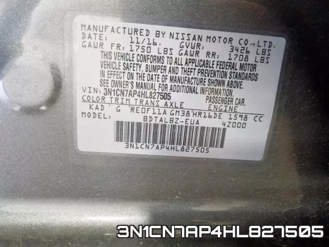 3N1CN7AP4HL827505 фото 2