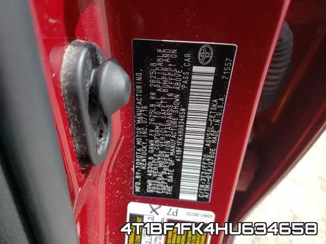 4T1BF1FK4HU634658 фото 2