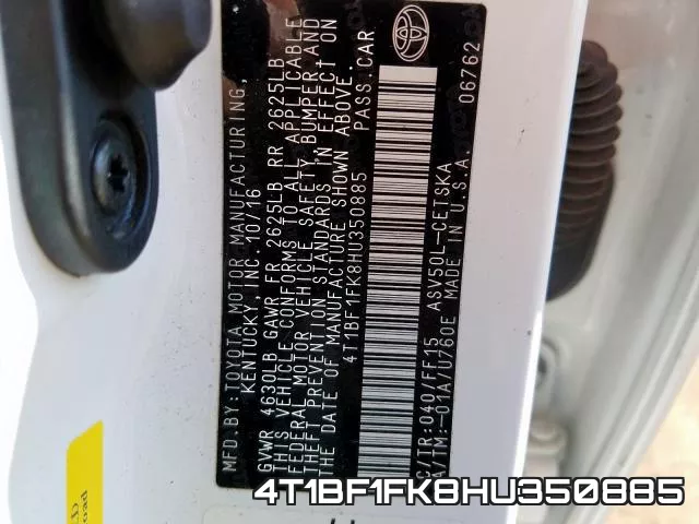 4T1BF1FK8HU350885 фото 2