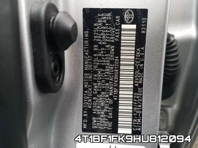 4T1BF1FK9HU812094 фото 2