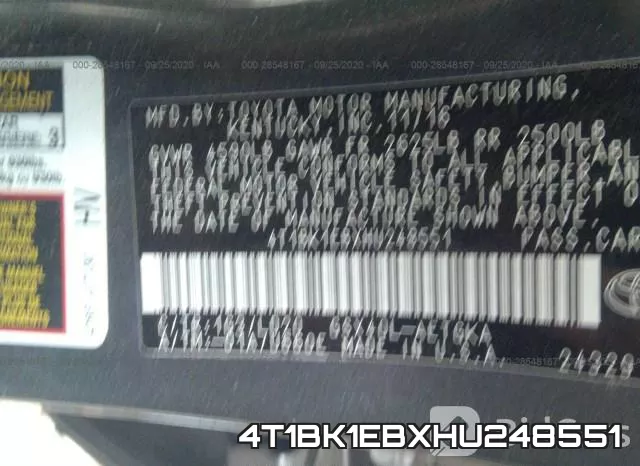 4T1BK1EBXHU248551 фото 10