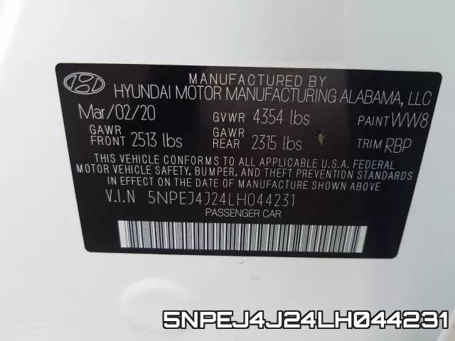 5NPEJ4J24LH044231 фото 2