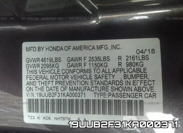 19UUB2F31KA000371 фото 10