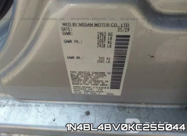 1N4BL4BV0KC255044 фото 10
