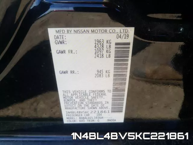 1N4BL4BV5KC221861 фото 2