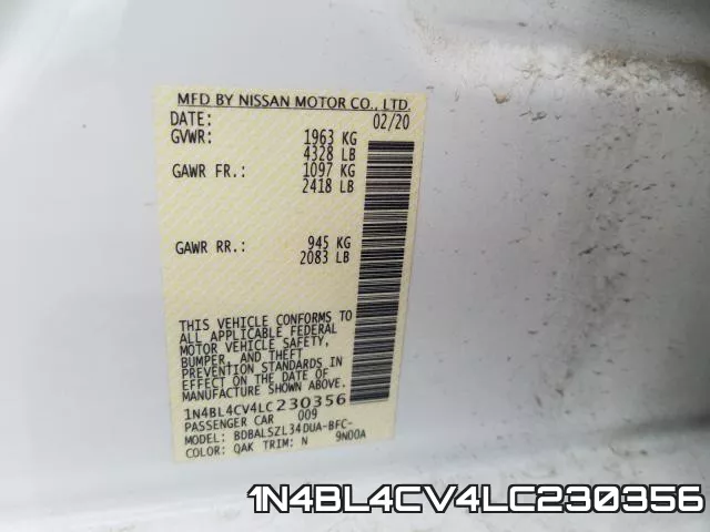1N4BL4CV4LC230356 фото 2