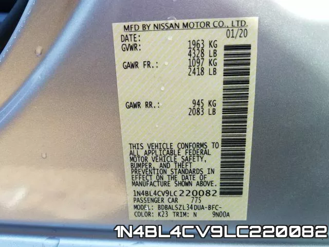 1N4BL4CV9LC220082 фото 2