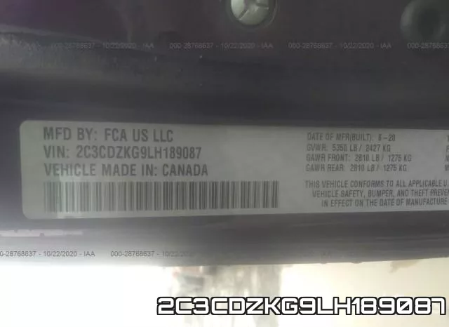 2C3CDZKG9LH189087 фото 10