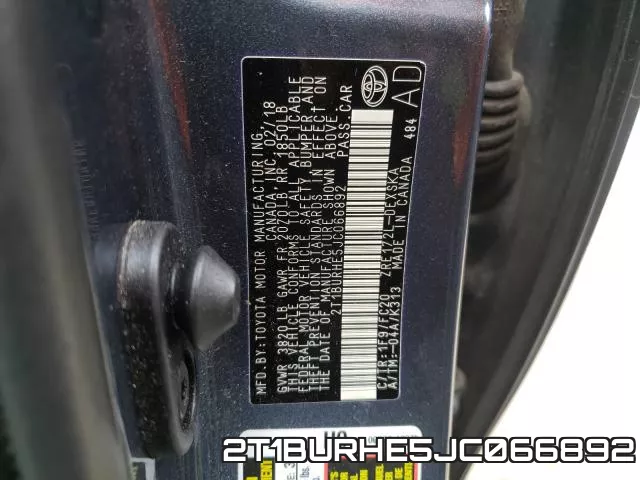 2T1BURHE5JC066892 фото 2