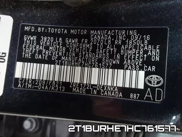 2T1BURHE7HC761577 фото 2