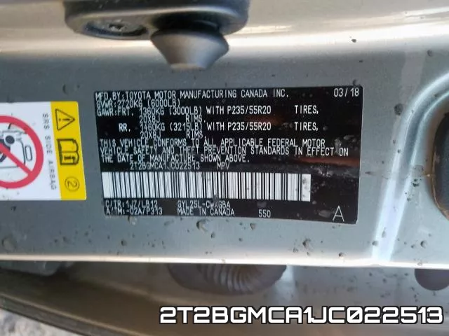 2T2BGMCA1JC022513 фото 2
