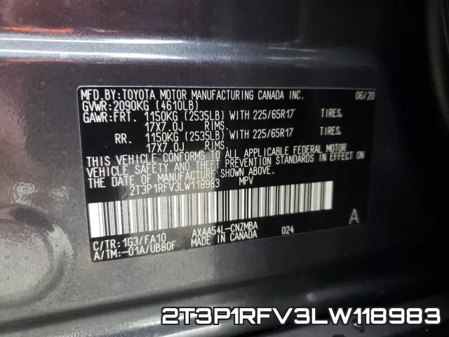 2T3P1RFV3LW118983 фото 2