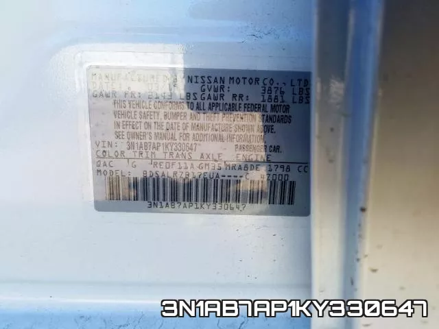 3N1AB7AP1KY330647 фото 2