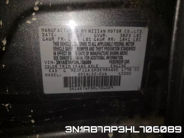 3N1AB7AP3HL706089 фото 2
