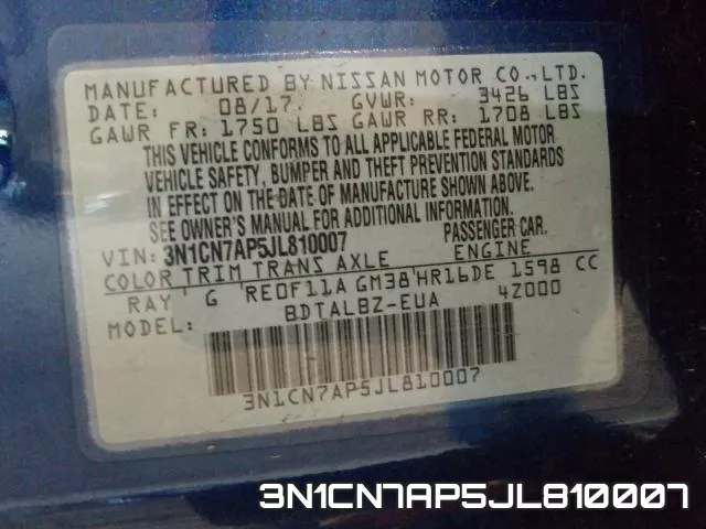 3N1CN7AP5JL810007 фото 2