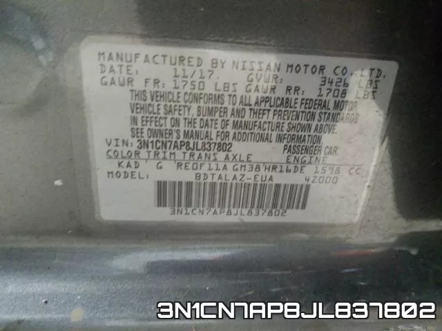 3N1CN7AP8JL837802 фото 2
