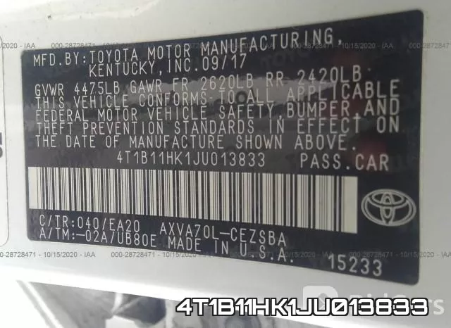 4T1B11HK1JU013833 фото 10