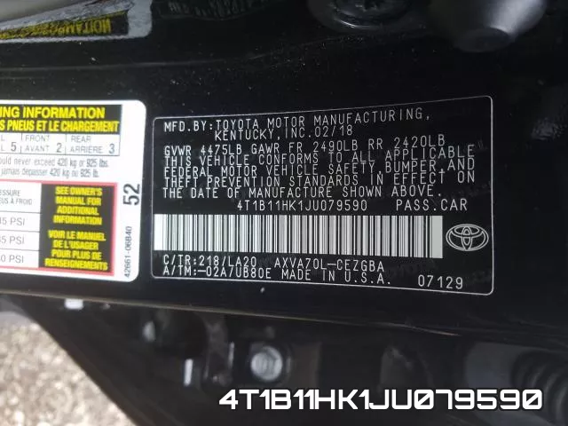 4T1B11HK1JU079590 фото 2