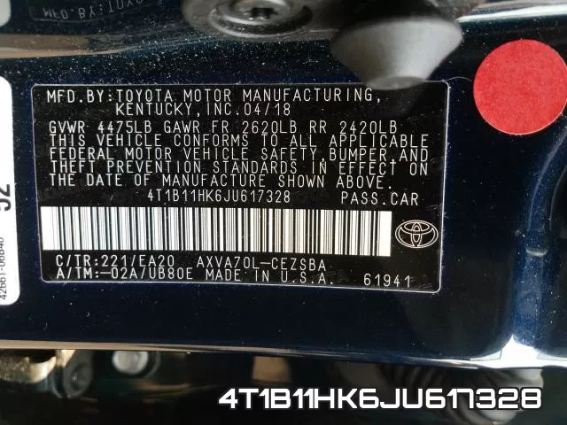 4T1B11HK6JU617328 фото 2