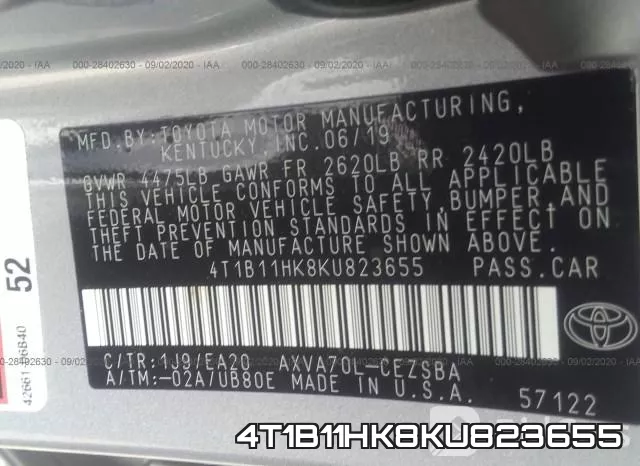 4T1B11HK8KU823655 фото 10