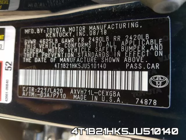 4T1B21HK5JU510140 фото 2