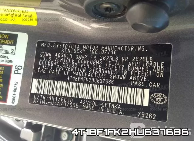 4T1BF1FK2HU637686 фото 9