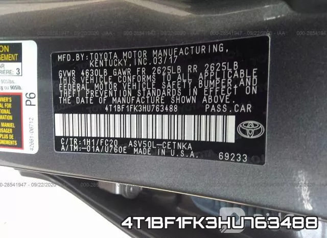 4T1BF1FK3HU763488 фото 10